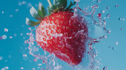 Strawberry splash with vibrant colors