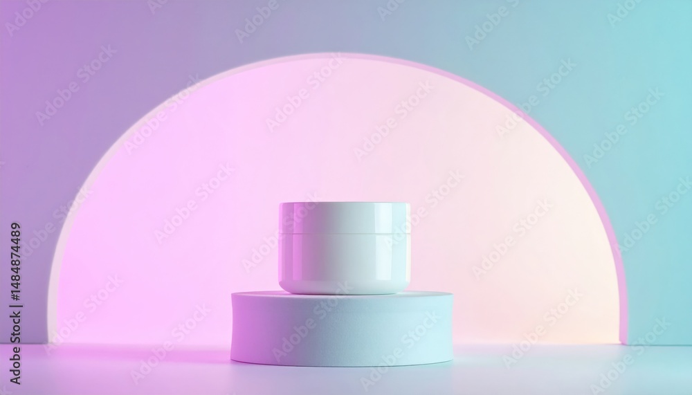 Poster Showcasing minimalist skincare product on soft gradient background studio setup aesthetic composition