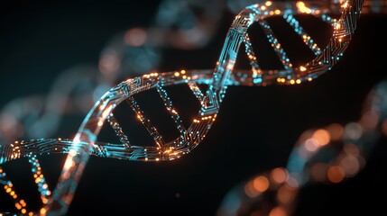 3D Digital DNA Strand in Blue and Orange Glow is a premium-quality stock image ideal for use in lifestyle blogs, health content, promotional campaigns, and editorial publications.