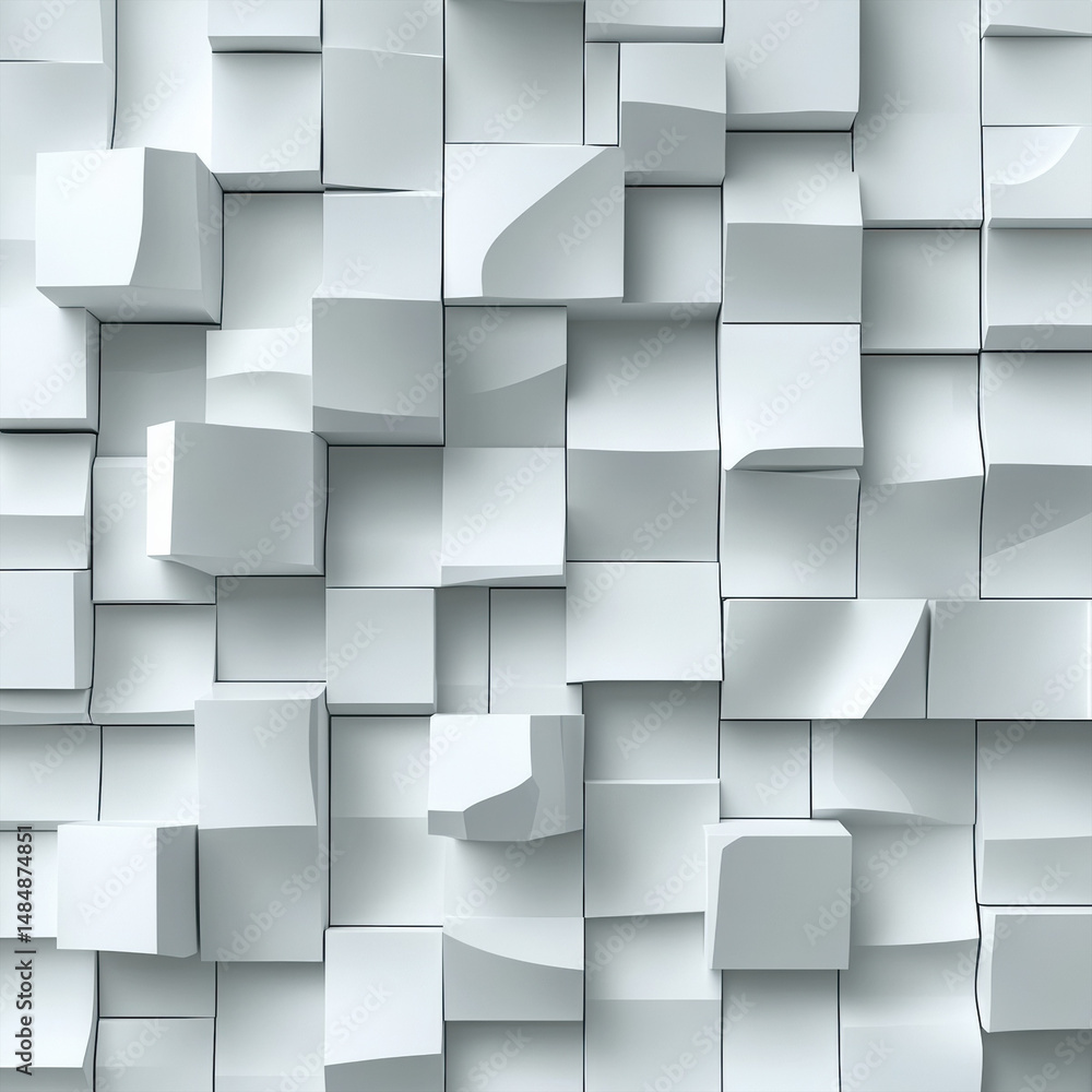 Poster geometric harmony abstract white cubes creating a captivating 3d tile on transparent background