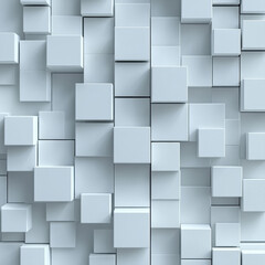 Geometric harmony A calming cascade of 3D white cubes creates a modern on transparent background