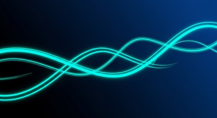 Abstract swirling teal lines on dark background