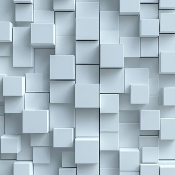 Fototapeta Geometric harmony A calming cascade of 3D white cubes creates a modern on transparent background