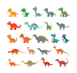 Fototapeta premium Vector set of adorable dinosaurs characters illustration ideal for children’s books posters party invitations and classroom decorations