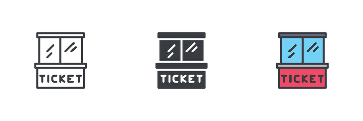 Ticket booth different style icon set