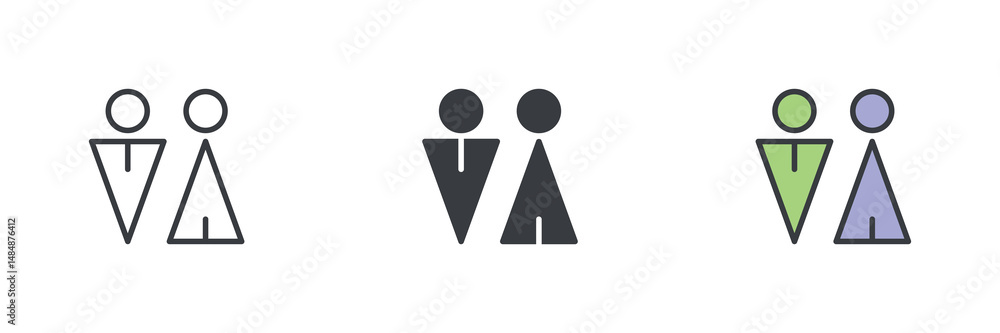 Poster public restroom different style icon set