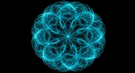 Abstract teal sphere with intricate floral design