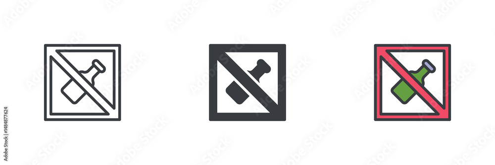 Poster no drinks allowed different style icon set