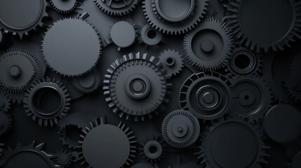 Black Gears and Cogs Background for Industrial and Mechanical Themes