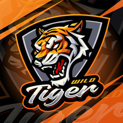 Tiger head esport mascot logo design