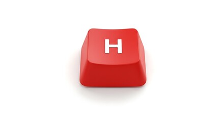 Red keyboard button with letter H on white background
