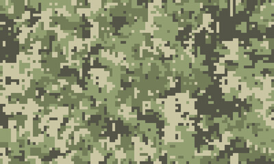 Abstract digital camouflage pattern.  Versatile pixelated design ideal for backgrounds, textiles, or militarythemed projects.
