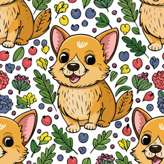 Chihuahua Vector Illustration with Seamless Pattern Design