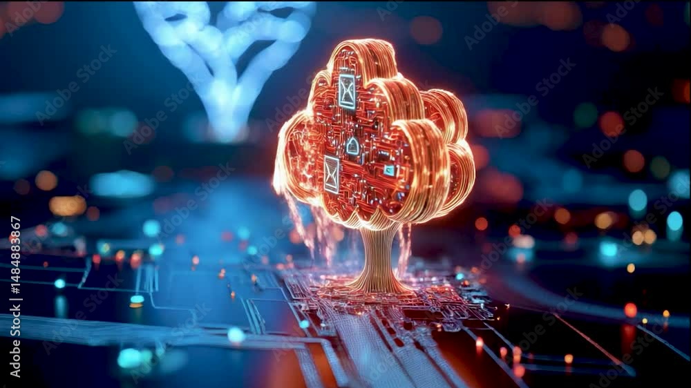 Poster a computer chip with a cloud on it
