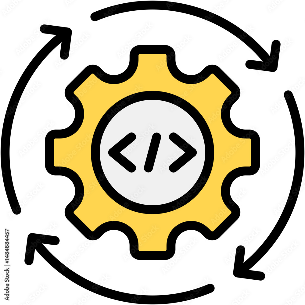 Poster continuous deployment colour icon vector illustration