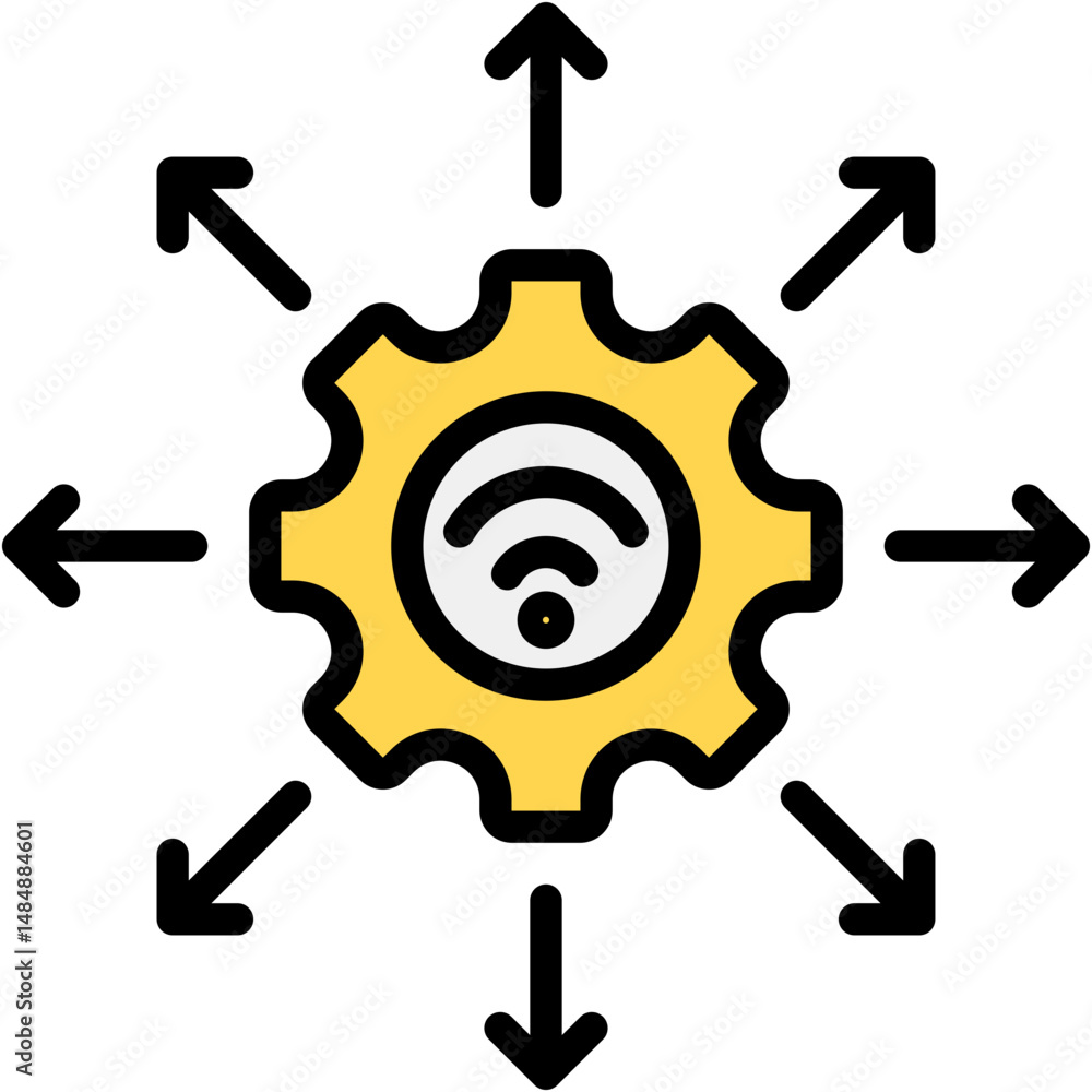 Poster automated deployment colour icon vector illustration