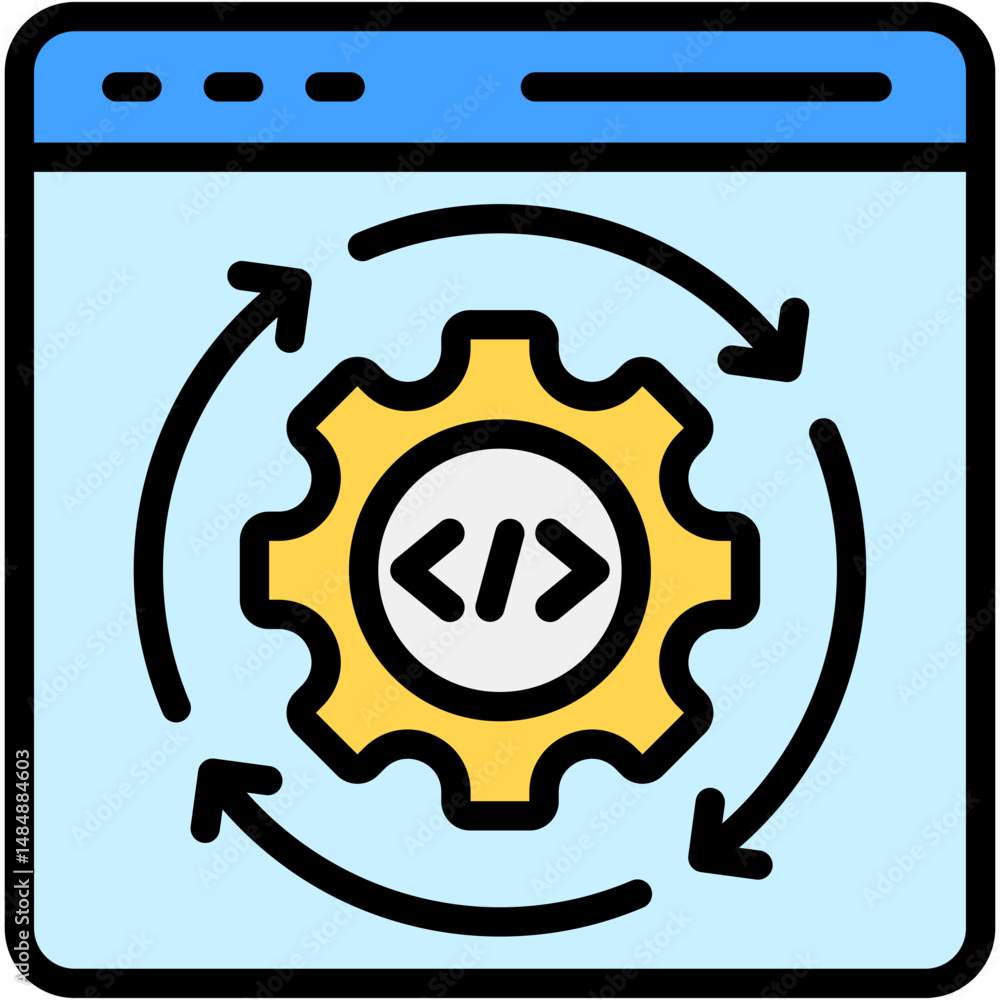 Poster automated configuration colour icon vector illustration