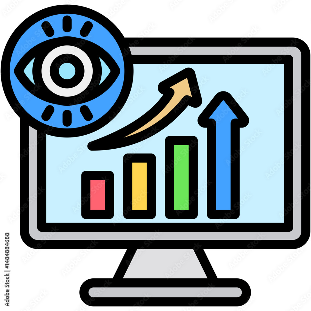 Poster automated monitoring colour icon vector illustration