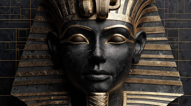 King Tut's Golden Mask: An evocative and enigmatic close-up portrait of the iconic Golden Mask of Tutankhamun.