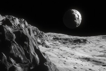 Obraz premium Alien landscape with moonlike surface