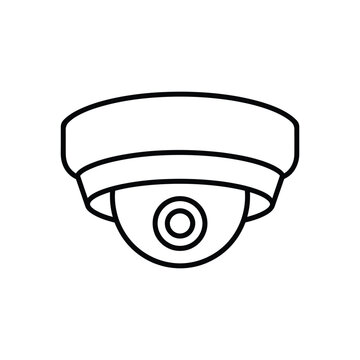 recommend clip art: CCTV camera outline icon vector for security, monitoring, and safety on isolated white background