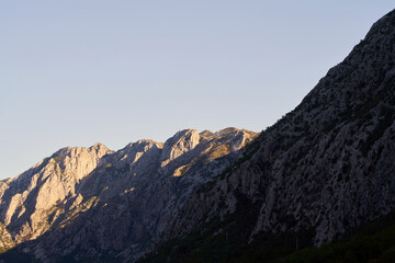 Majestic rocky mountain peaks under a clear sky