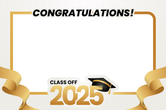 Graduation photo frame with white background for class of 2025 template design