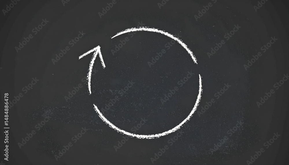 Aufkleber circular motion arrow concept on chalkboard background graphic design abstract environment top view