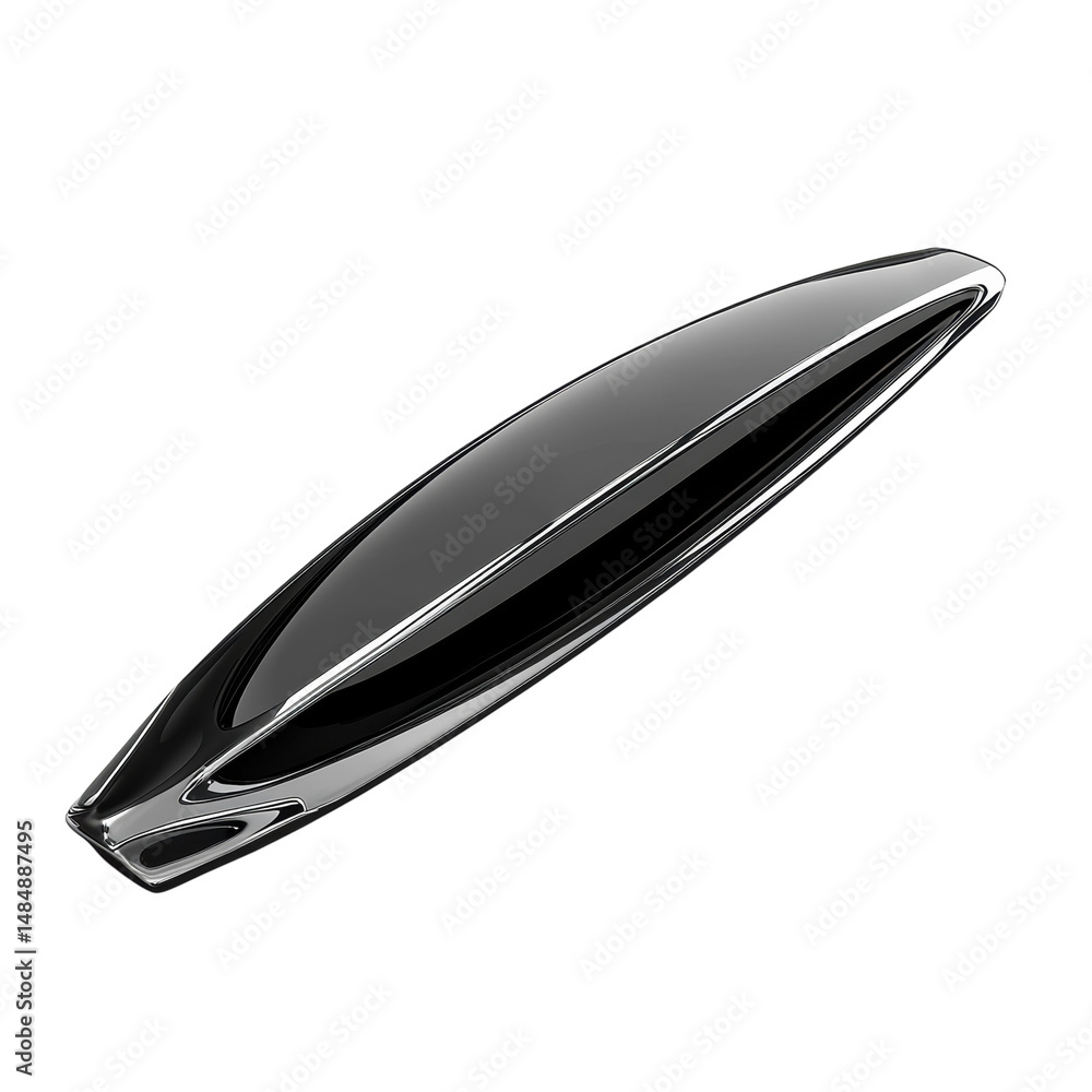 Aufkleber an abstract futuristic metallic shape in motion a symbol of sleekness and on transparent background