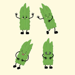 Vegetables Cartoon Drumstick with Different Emotions