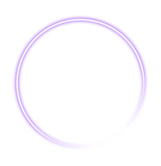 Neon Glowing Circle Frame isolated on transparent background. Futuristic modern border. Empty sparkling techno backdrop. banner. Purple neon sign. Neon mockup template for your design. PNG