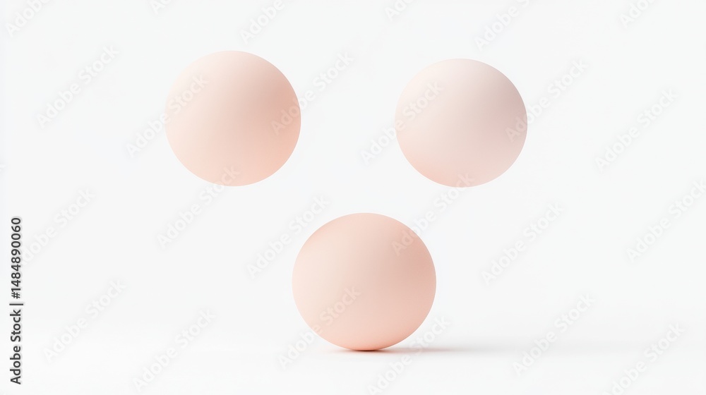 Poster three eggs of varying sizes and colors are arranged in a triangular formation against a white backgr