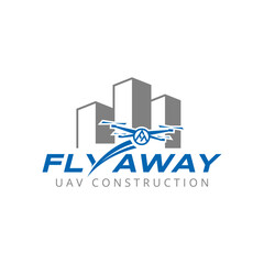 Modern logo for UAV construction services, featuring a drone symbol with sleek lines to convey innovation, precision, and aerial technology.