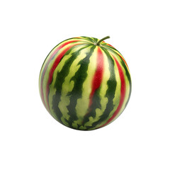 Vibrant Striped Watermelon on white background - Fresh Summer Fruit