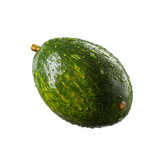 Fresh Green Calabash with Water Droplets on white background