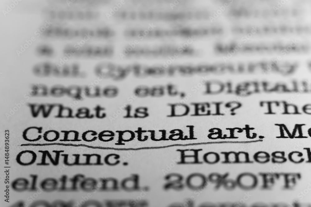 Fototapete conceptual art. text printed on a page. a piece of paper with a phrase written in retro typewriter f