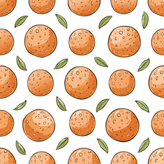 Fototapeta premium Meatballs Vector Illustration with Seamless Pattern Design