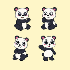 Animal Cute Cartoon Panda with Different Emotions