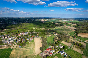 Springtime Aerial View of Rural Poland