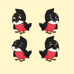 Animal Cute Cartoon Umbrella Bird with Different Emotions
