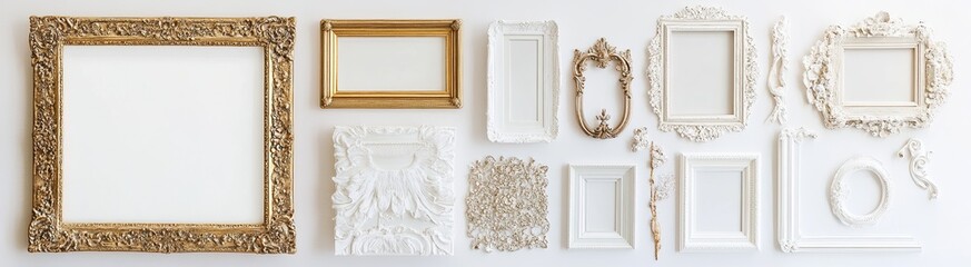Assorted Gold and White Picture Frames