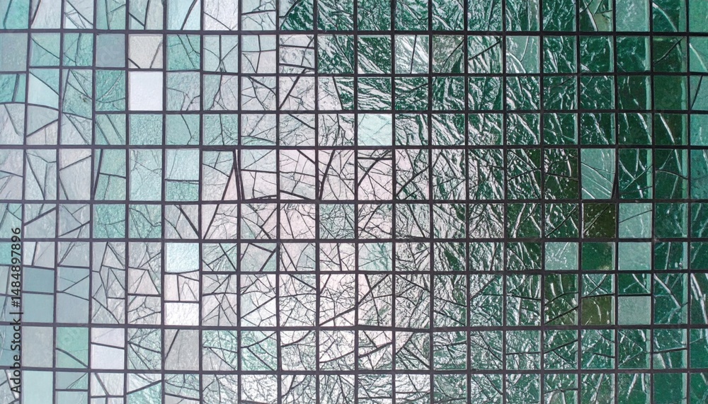 Poster artistic mosaic tiles display interior space abstract pattern vibrant colors top-down view modern de