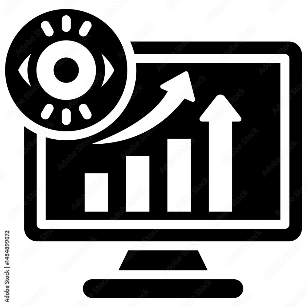 Poster automated monitoring solid icon vector illustration