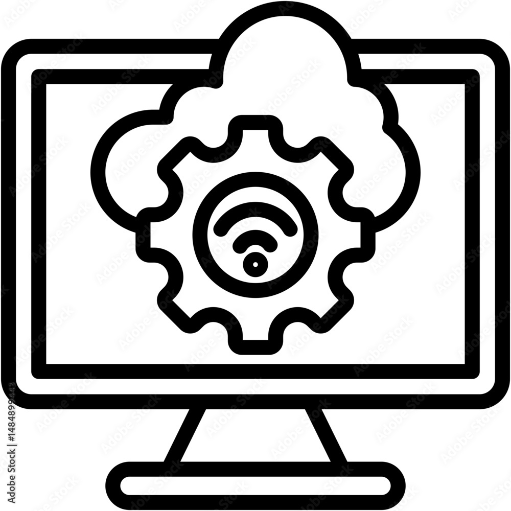 Poster serverless architecture lineal icon vector illustration