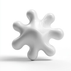 Obraz premium Glossy White Organic Blob Shape on White Background