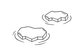 The ice floe Iceberg cold arctic ocean icon doodle hand drawn. Outline line drawing clipart symbol