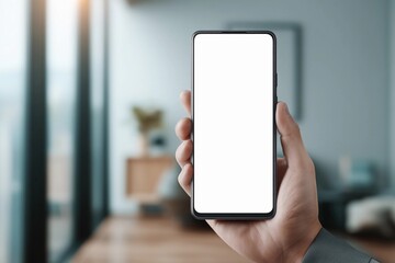 A Hand Holds a Smartphone Displaying a Blank Screen, Inviting Users to Envision Their Creative Ideas