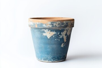 Rustic blue terracotta pot with worn paint