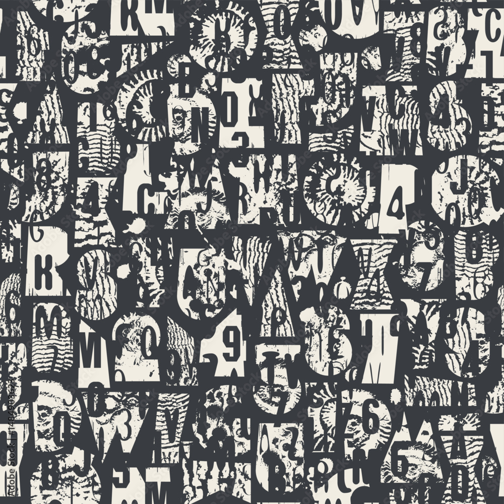 Aufkleber abstract vector seamless background pattern with simple, thick font consisting of geometric shapes w