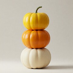 a stack of 3 pumpkin in white background isolated